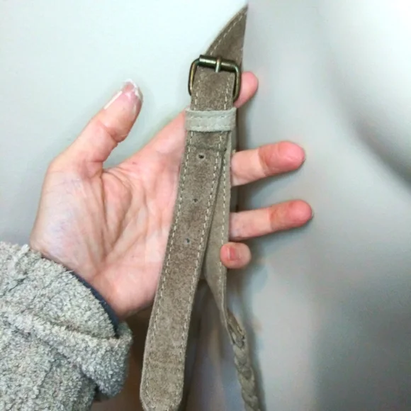 Earthbound Trading Co. Boho Tan Canvas & Studded Suede Fringed Crossbody Purse - Picture 11 of 13